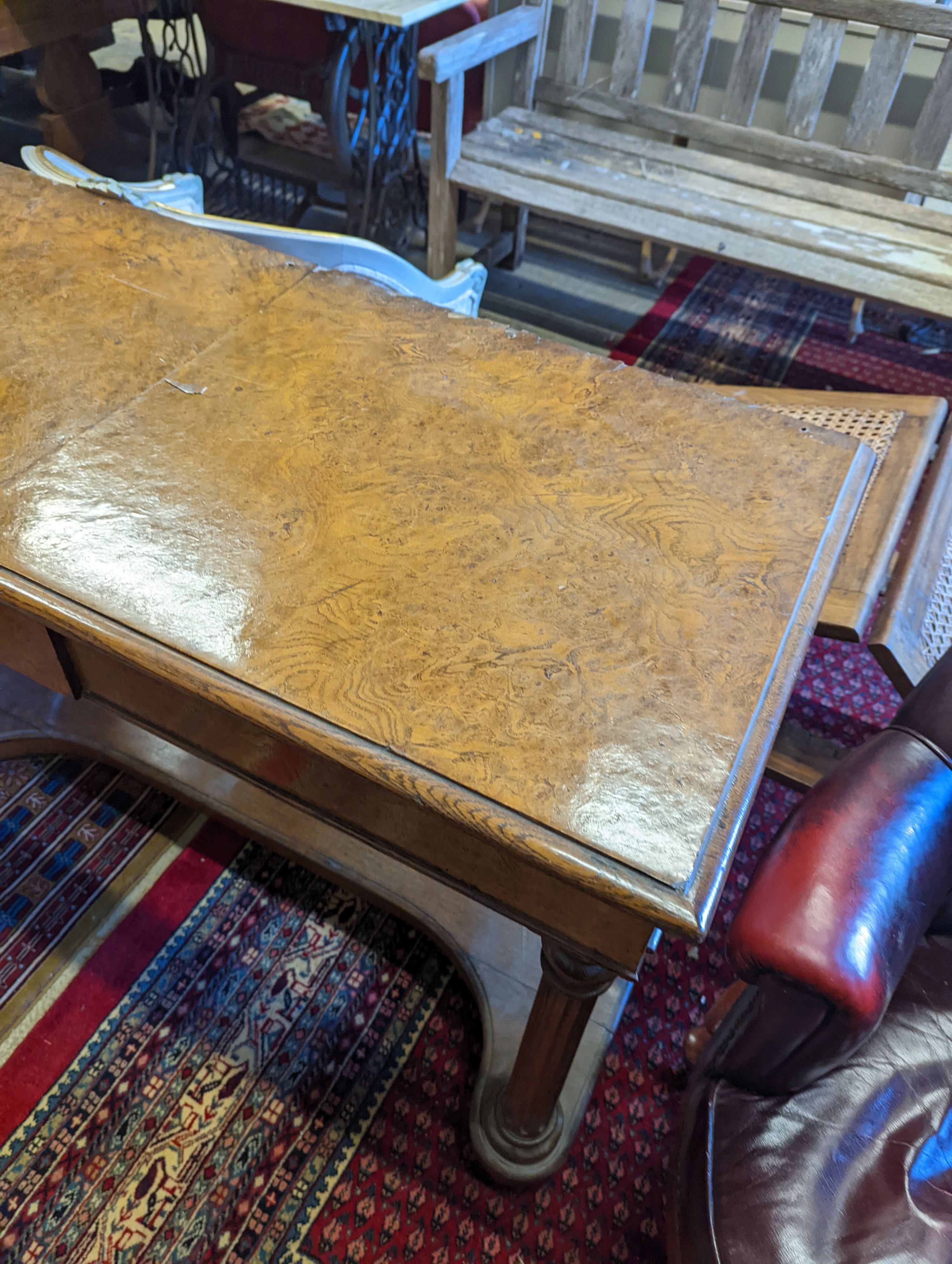 A 19th century pollarded oak console table, width 122cm, depth 53cm, height 85cm